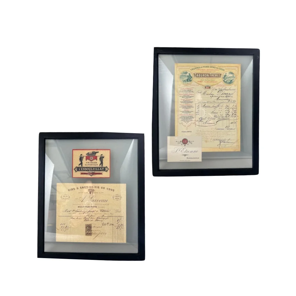 VTG Authentic Framed 1800's French Wine Collector's‎ Receipt Decor Hanging -2